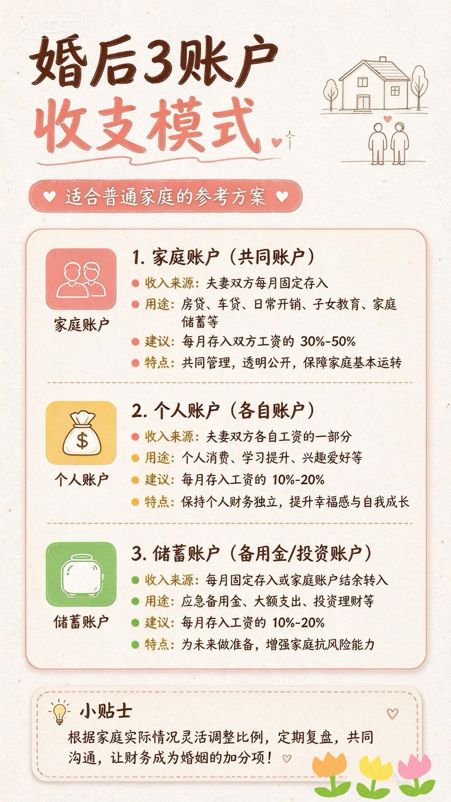 婚后三账户收支管理方案